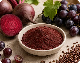 Beetroot and grape antioxidants representing natural energy support for men over 45